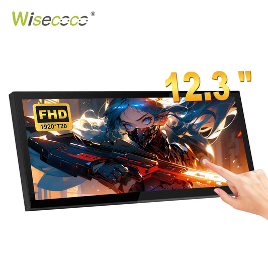 12.3 Inch Stretched Bar LCD Mini Touch Screen Display 1920x720 extraposition Screen Portable Monitor HDMI Type-C for PC Laptop