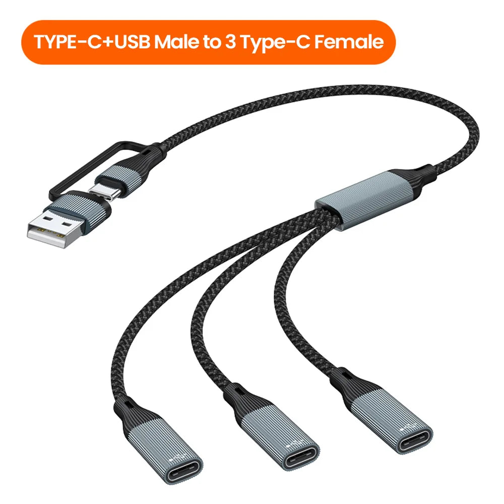 3 in 1 Multi Type C Hub USB Splitter UAB A C to 3 USB C Female Splitter OTG Fast Data Transmission OTG Adapter For PC Xiaomi