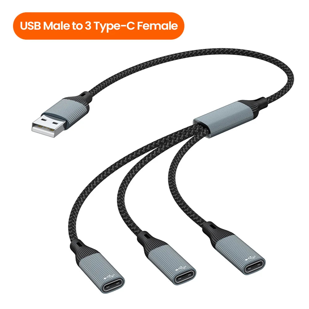 3 in 1 Multi Type C Hub USB Splitter UAB A C to 3 USB C Female Splitter OTG Fast Data Transmission OTG Adapter For PC Xiaomi