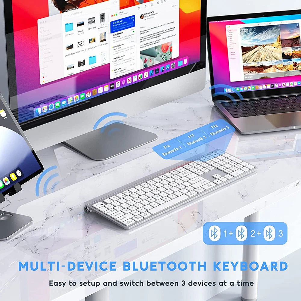 Wireless Bluetooth 5.0 Keyboard Type-C Rechargeable Keyboard for MacBook Pro Air iMac iPhone iPad Pro Air Mini Windows Linux